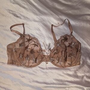 Victoria's Secret Sheer Star Bra - Tan and Silver
